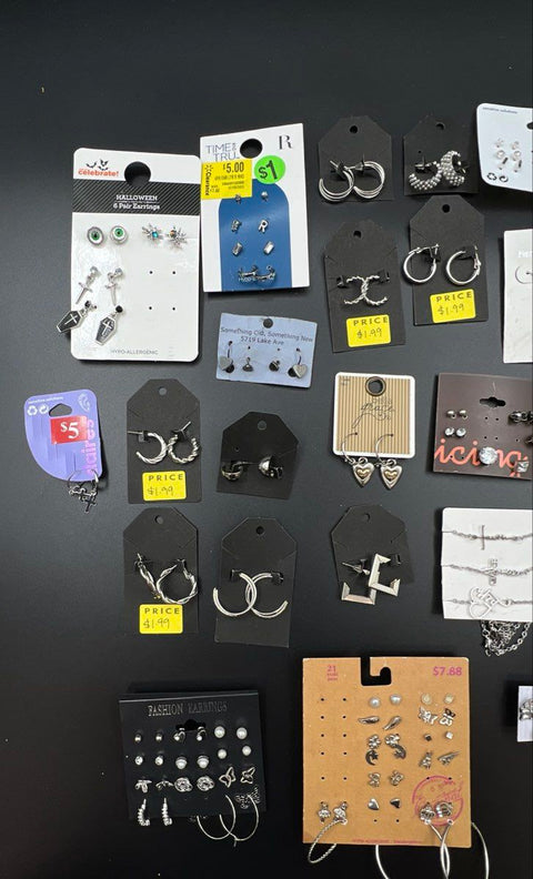 Claire's Icing Time and Tru Silver Tone Earrings Jewelry Lot 25+ Pieces