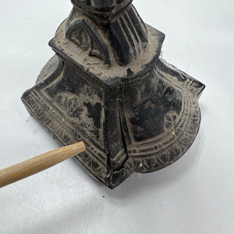 Antique Pair Victorian Cast Metal Candlestick Holders Renaissance Gothic Revival