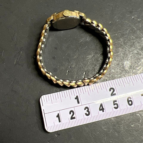 Vintage 10K Rolled Gold Plate Bezel Clinton Ladies Watch Ticking