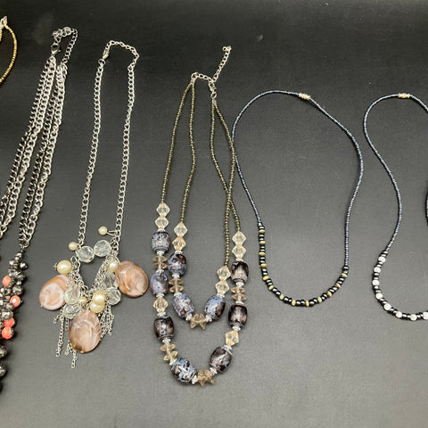 Fashion Costume Jewelry Lot 8 Necklaces Beaded Statement Shell Boho Faux Pearl