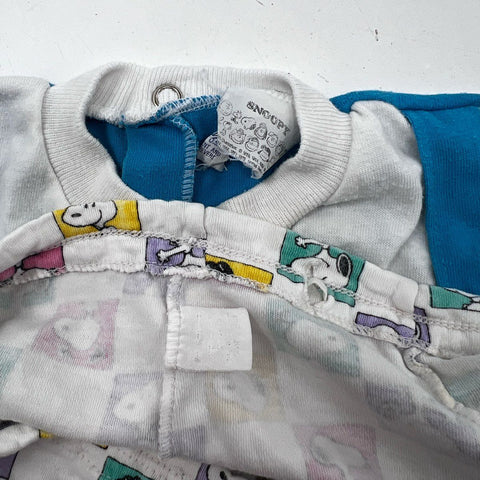 Vintage 80s Peanuts Snoopy Kids Romper and Pants Set Swim Club USA Made Sz 12M