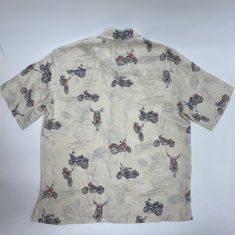 Vintage Harley-Davidson 100% Silk Motorcycle AOP Shirt Sz L