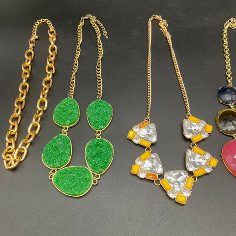 Fashion Costume Statement Jewelry Lot of 6 Colorful Bib Geometric Necklaces
