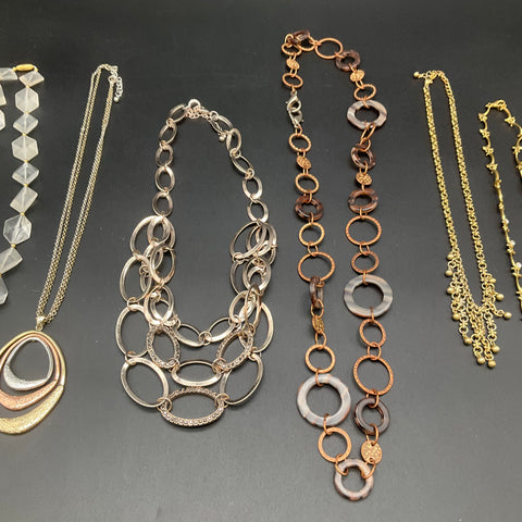 Fashion Jewelry Lot of 8 Gold and Silver Tone Statement and Pendant Necklaces