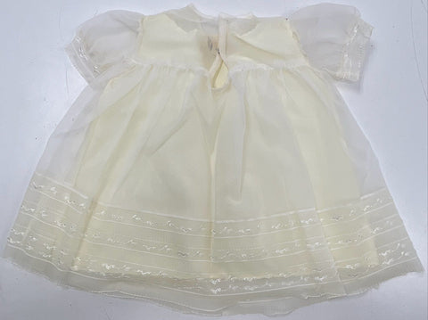 Vintage 50s Little Folks Girls Christening Dress Set Ivory Nylon NWT Boxed