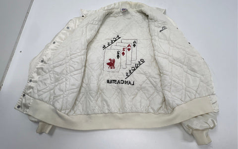 Vintage 80s United Sports Apparel Aces & Deuces Lancaster Satin Jacket Sz L