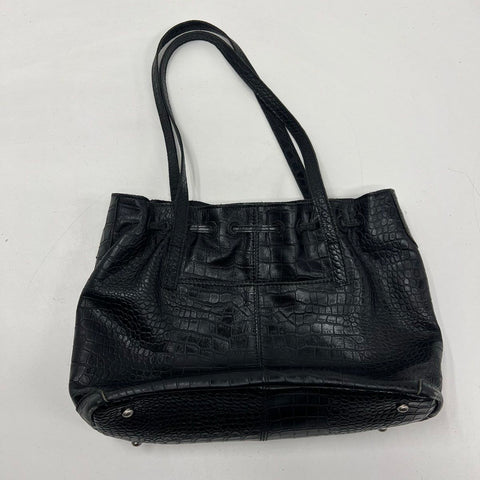 Patricia Nash Black Croc Embossed Leather Tassel Tote Shoulder Bag