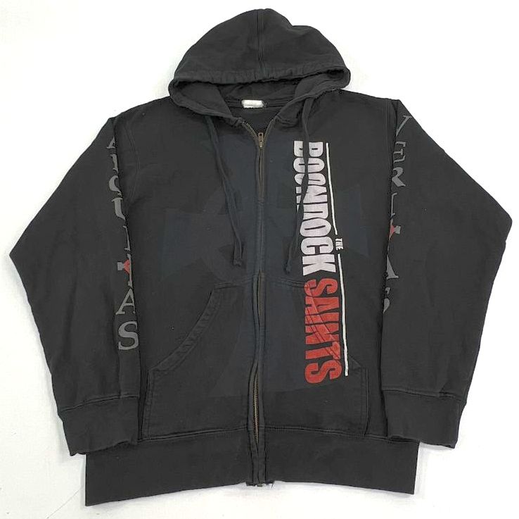 Men's Boondock Saints Movie Black Full Zip Hoodie Aequitas Veritas - Small Slim