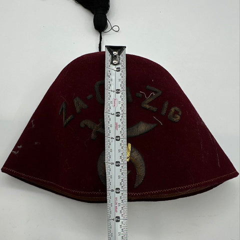 Vintage Shriners Fez Hat Za-Ga-Zig C.E. Ward Co Maroon Wool Tassel Size 7 1/2