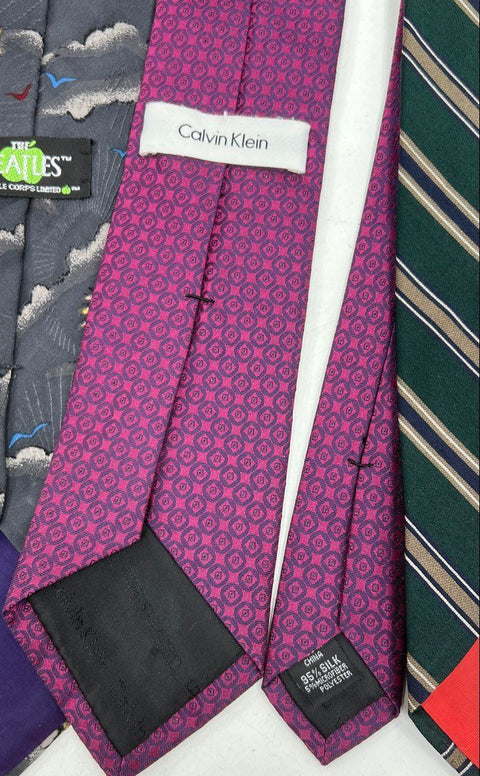 Lot of 10 Vintage Neck Ties The Beatles Oscar de la Renta Calvin Klein Silk