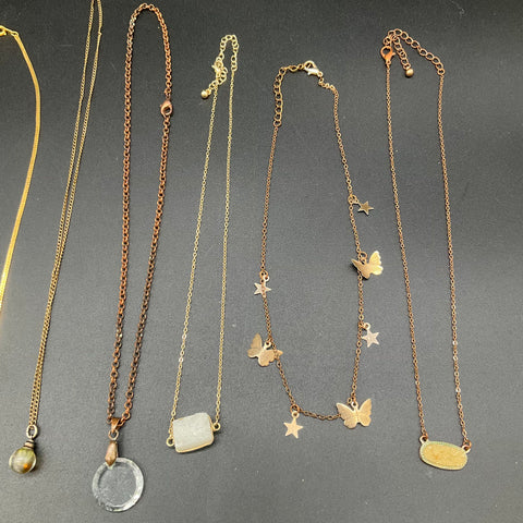 Gold Tone Fashion Necklace Lot of 10 Butterfly Heart Filigree Pendants