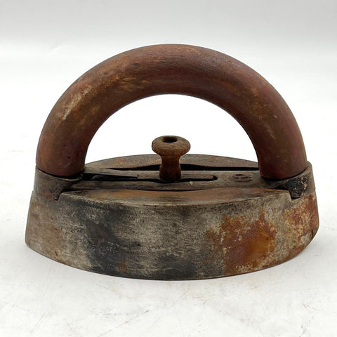 Antique Cast Iron Sad Iron Detachable Wood Handle Size 2 Primitive Press Iron