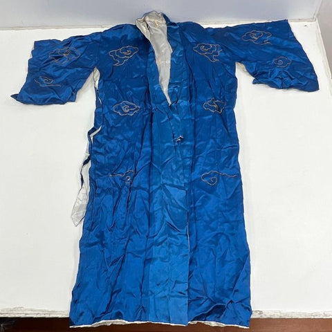 Vintage 50s Japanese Embroidered Dragon Souvenir Robe Kimono Smoking Jacket
