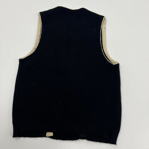 Vintage 60s Lord Jeff Black Wool Double Breasted Sweater Vest Men's
