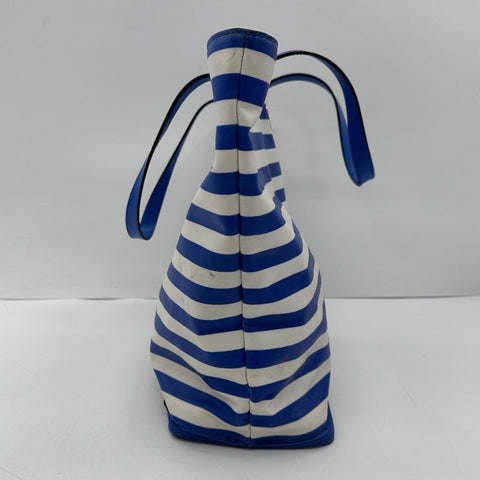 Kate Spade Blue White Striped Canvas Sunglasses Tote Bag Large Cooler Bottom