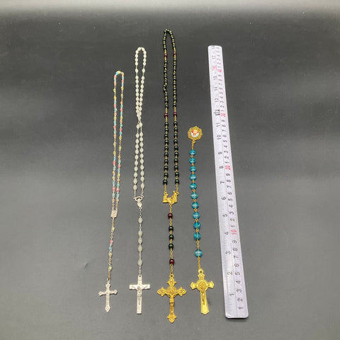 Catholic Rosary Prayer Beads Lot of 4 St. Benedict Mary Jesus Italy Metal Glass
