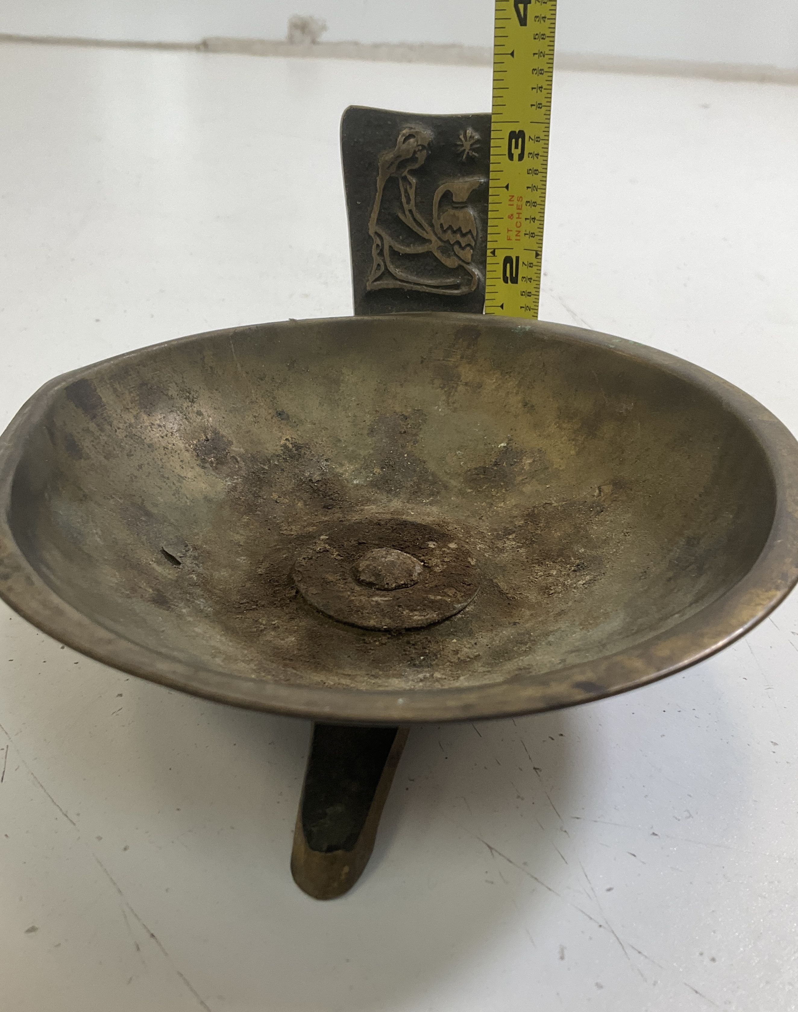 Yaya Jerusalem Brass Incense Burner Holder Angel Motif Vintage