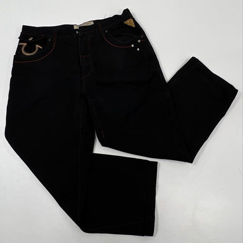Barefox Royal Denim Men's Black Red Stitch Horseshoe Embroidery Jeans 38x32