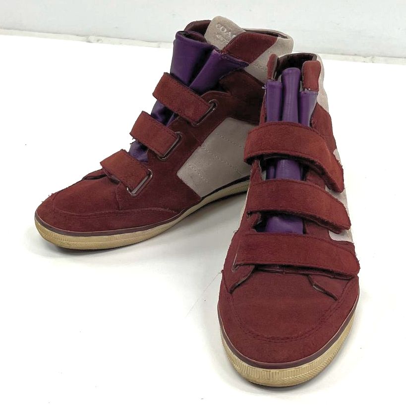 Women's Coach Dreama Maroon Purple Wedge Sneaker Easy-On Shoes Size 8.5