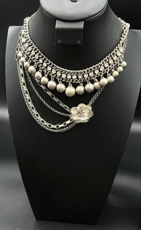 Fashion Costume Statement Jewelry Necklace Lot of 7 Bib Faux Pearl Floral Blue