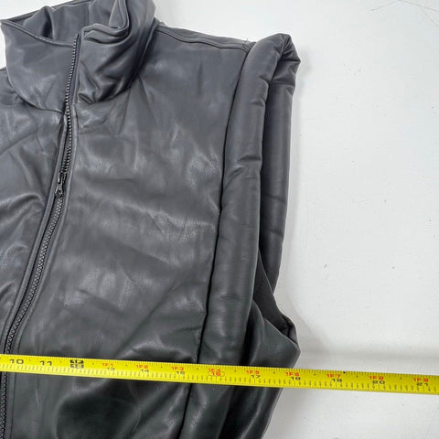 Steve Madden Women's Celestina Faux Leather Puffer Vest Black Cinch Waist M