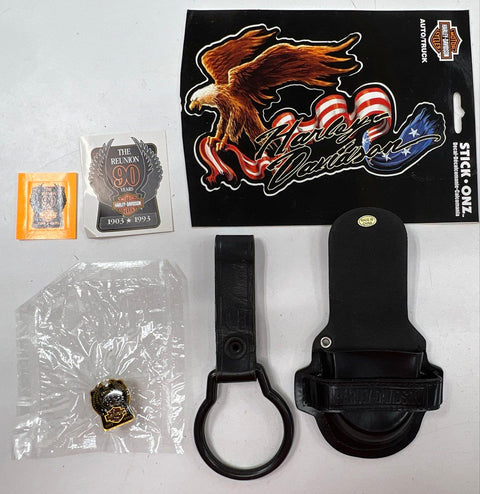 Vintage 1993 Harley-Davidson 90th Anniversary Lot Plush Wallet Bag Decal 10pc