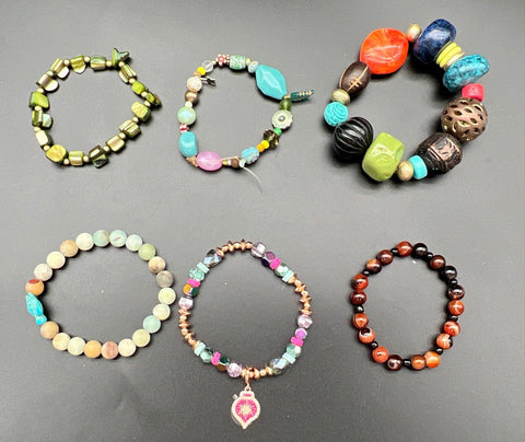 Vintage & Modern Beaded Fashion Stretch Bracelets Jewelry Lot of 30