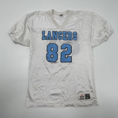 Alleson Athletic White Blue Vintage Y2K Lancers 82 Football Jersey Men's M
