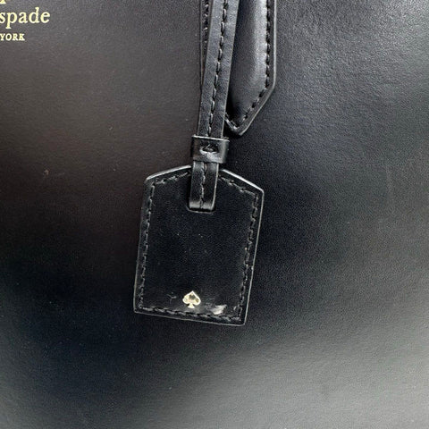Kate Spade New York Black Smooth Leather Large Tote Shoulder Bag