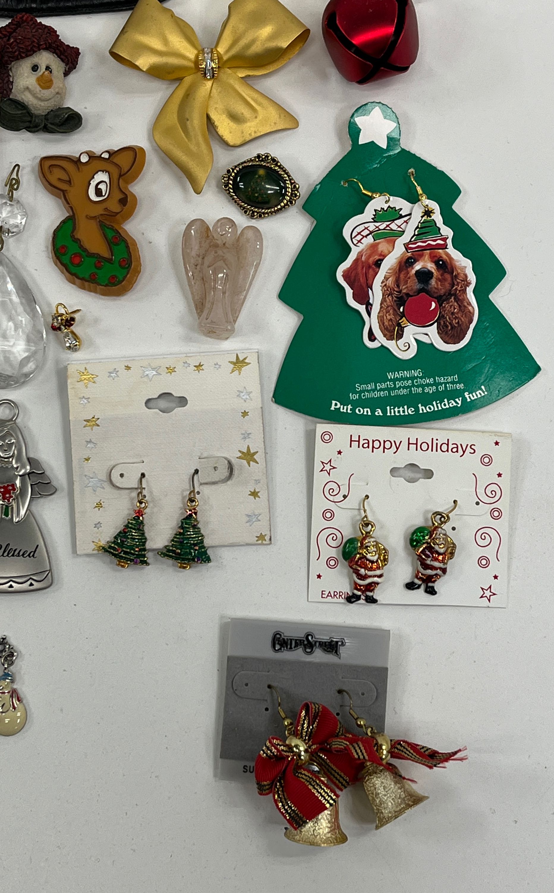 Assorted Costume Jewelry Christmas Themed Mixed Metals Styles Conditions