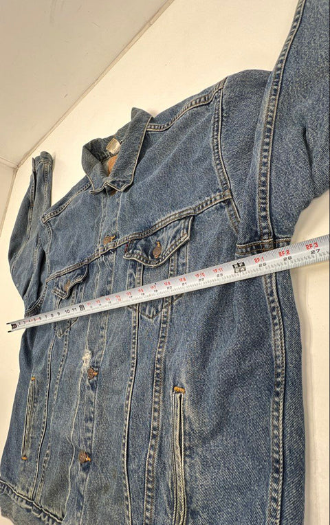 Vintage 90s Levi's 70507-0389 Distressed Denim Trucker Jacket Sz XL