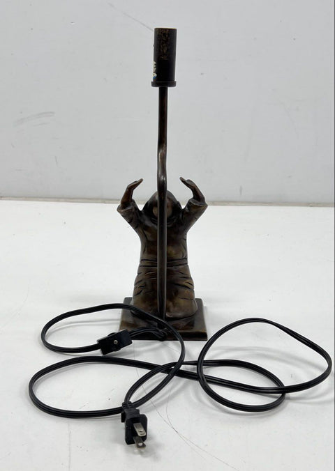 Vintage Laughing Buddha Table Lamp Bronze Tone Cast Metal Figural Hotei Asian