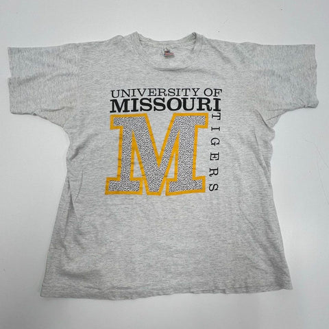 Vintage 90s University of Missouri Tigers T-Shirt Men's Gray XL Made in USA