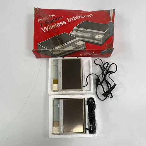 Vintage Realistic 43-209A Plug N Talk 2-Station Wireless Intercom System