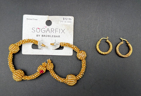 Fashion Jewelry Lot 26 Pairs Gold Tone Earrings Sugarfix by Baublebar Hoops
