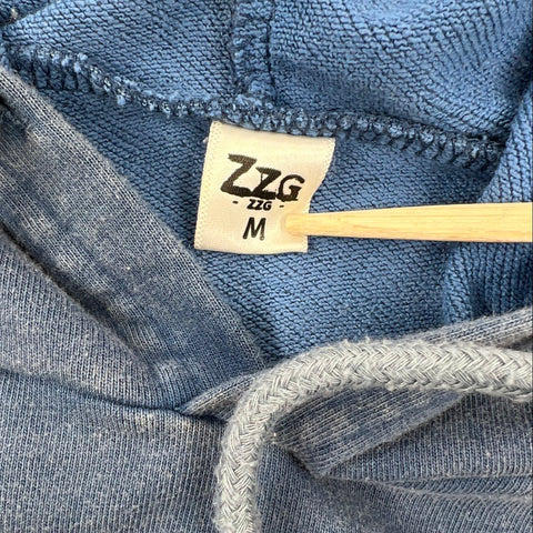 ZZG Men's Blue Faded Washed Streetwear Graphic Pullover Hoodie Sz M