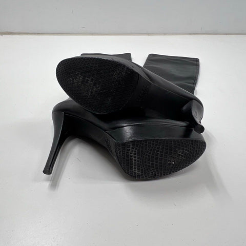 Stuart Weitzman Black Leather Platform Stiletto Knee High Boots Size 6.5