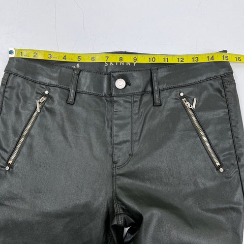 White House Black Market Women's Coated Moto Skinny Pants Black Sz 6R NWT
