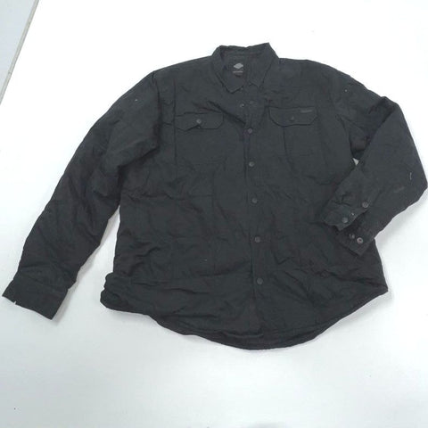 Harley-Davidson Men's Black Quilted Shirt Jacket Snap Front Lined Shacket Size L