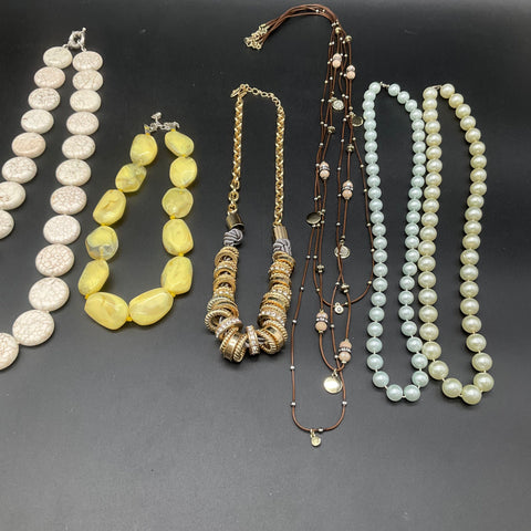 Vintage to Modern Costume Jewelry Necklace Lot 8 Pcs Faux Pearl Beaded