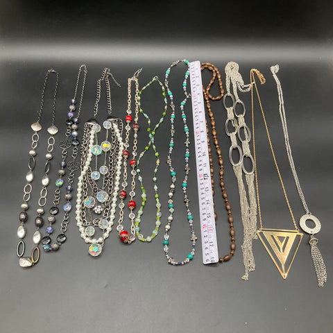 Vintage to Modern Costume Jewelry Lot of 10 Necklaces Statement Beaded Chain