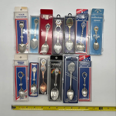 Souvenir Spoon Lot of 12 Vintage Silver Plated Epcot Universal Studios States