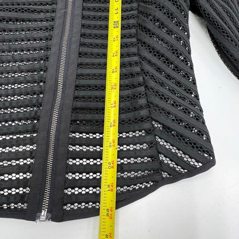 Express Women's Black Mesh Stripe Full Zip Jacket Size S NWT