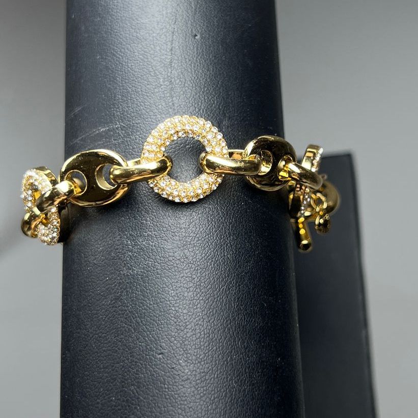 Ann Taylor Gold Tone Rhinestone Chain Link Bracelet - Shop