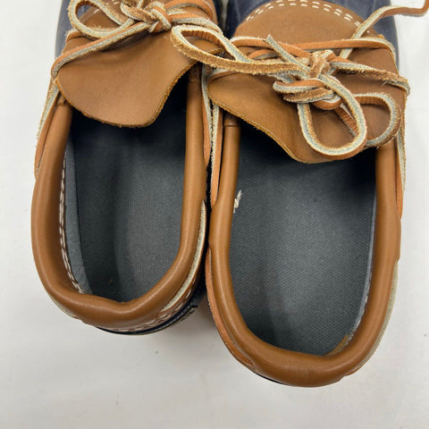 L.L. Bean Boots Rubber Moc Brown Blue Duck Shoes Women's Size 7 M