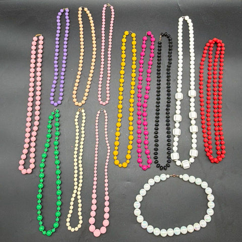 Vintage to Modern Costume Beaded Necklaces Jewelry Lot of 13 Multi-Color