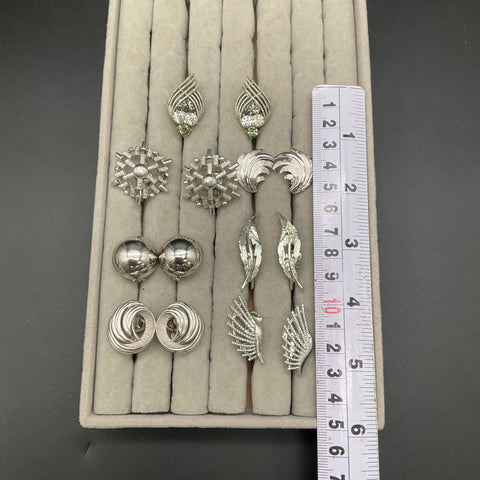 Vintage Trifari Whiting & Davis Coro Franco's Silver Tone Clip On Earring Lot