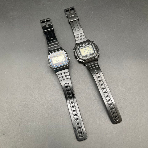 Casio F-91W and F-108WH Digital Watch Lot of 2 Black Resin Running
