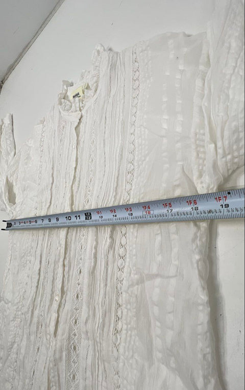 Hartford Women's White Alternative Top Lace Panel Pintuck Ruffle Blouse Size 1