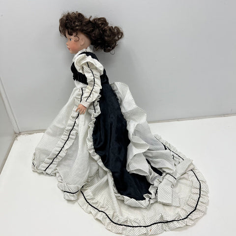 Janis Berard Porcelain Artist Doll Victorian Dress Black White 24" Limited Ed